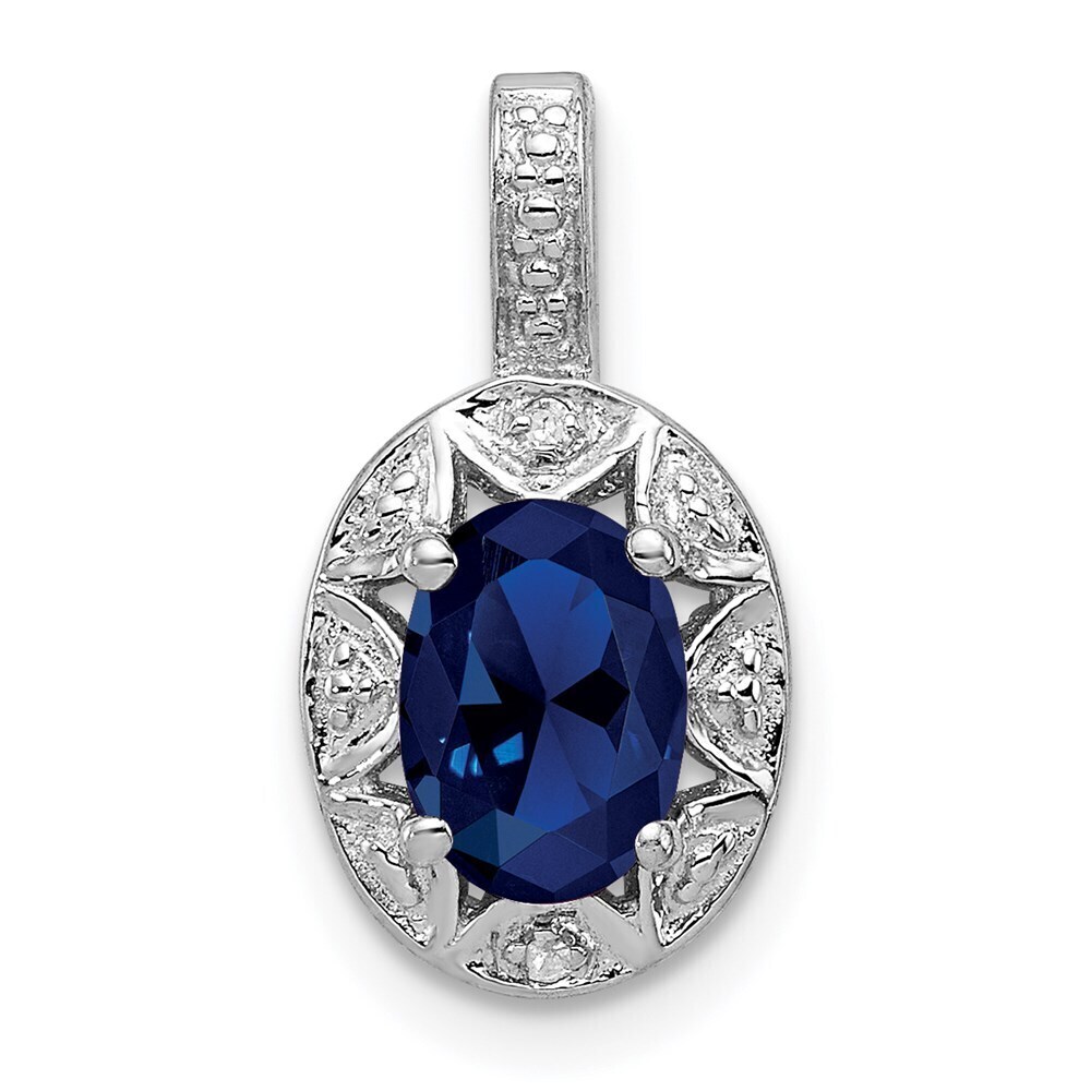 Kazi Luxury Sterling Silver Rhodium-plated Diam. & Created Sapphire Pendant